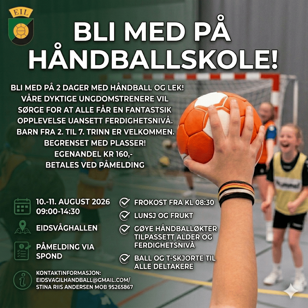 Påmelding Håndballskole 10.-11. august 2026 cover