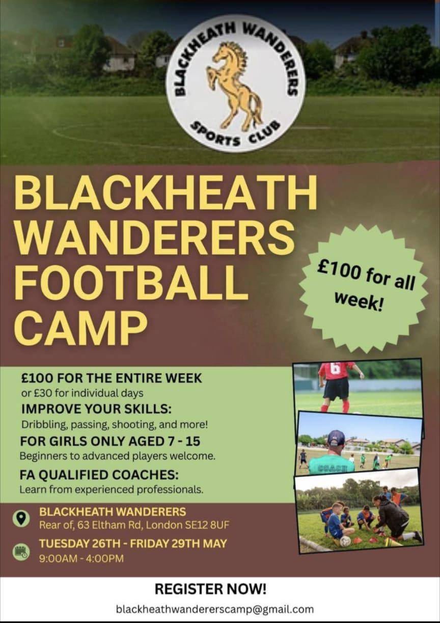 Girls Half Term Football Camp at Blackheath Wanderers Sports Club cover
