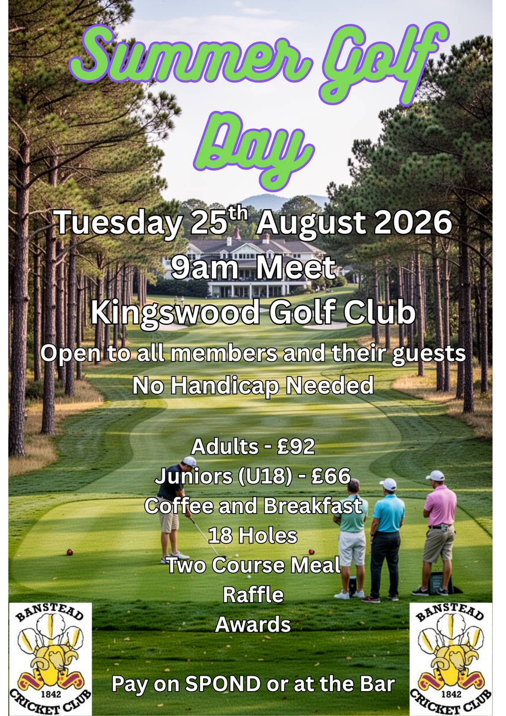Summer Golf Day - Tuesday 25th August 2026 cover