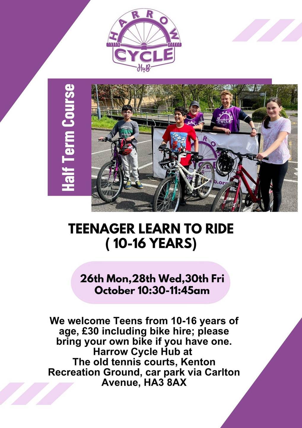 Teenagers Half term Course 26th Mon,28th Wed,30th Fri October 10:30-11:45am cover