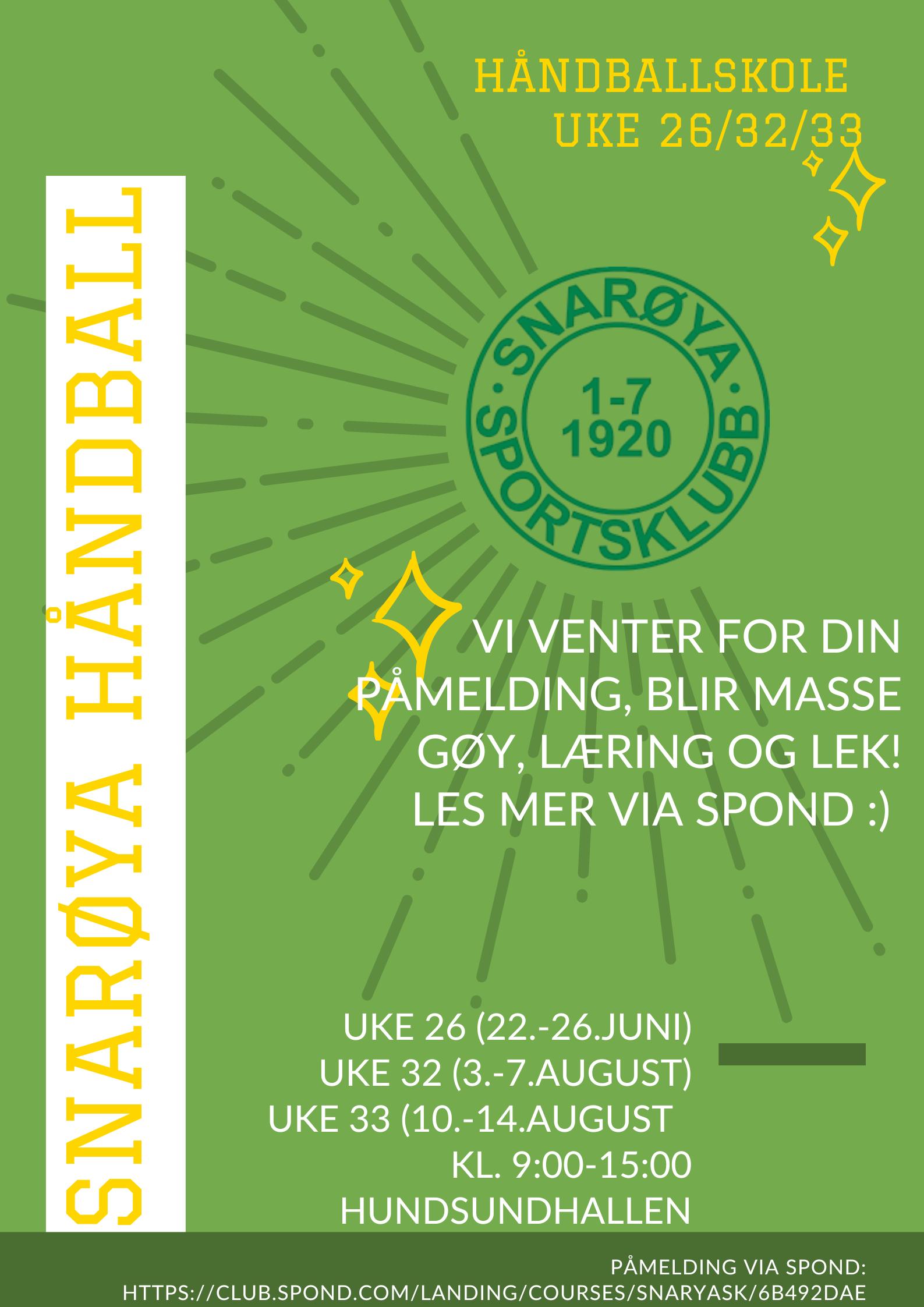 Håndballskole sommerferie 2026 (uke 32) cover